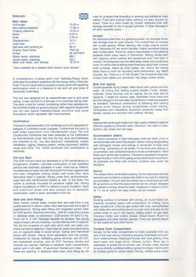 Hallberg-Rassy 42 Specification Brochure
