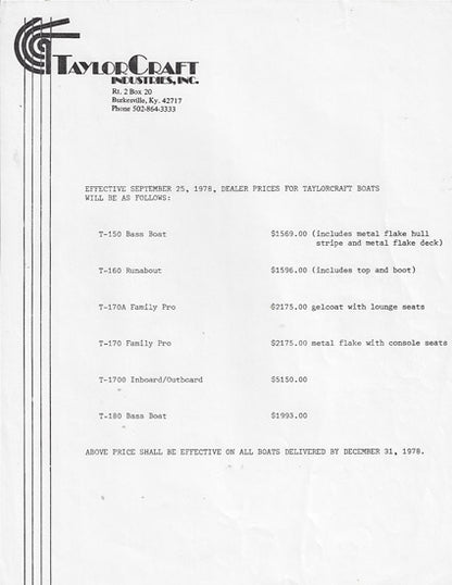 TaylorCraft 1978 Brochure