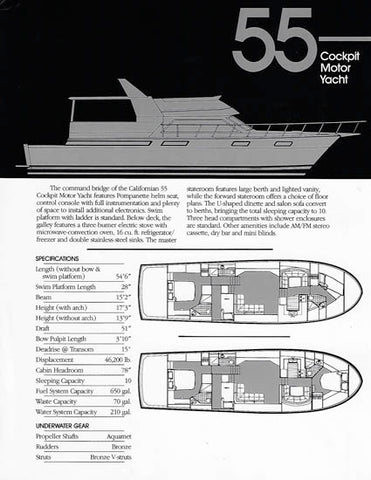 Carver Californian 55 Cockpit Motor Yacht Specification Brochure