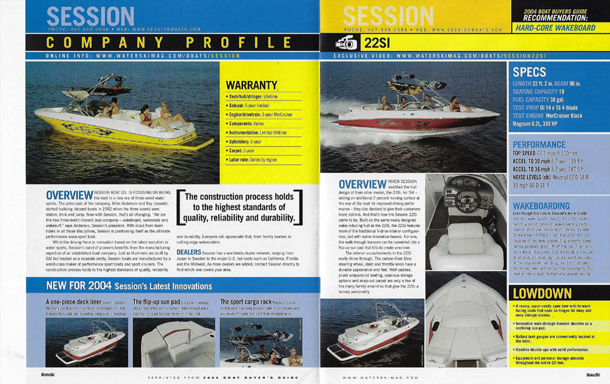 Session WaterSki Magazine Reprint Brochure