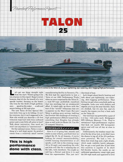 Talon 25 Powerboat Magazine Reprint Brochure