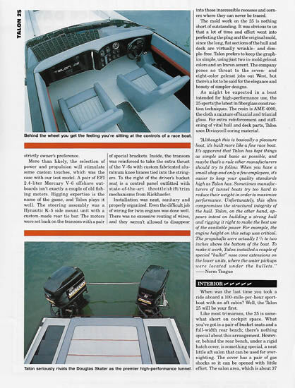 Talon 25 Powerboat Magazine Reprint Brochure