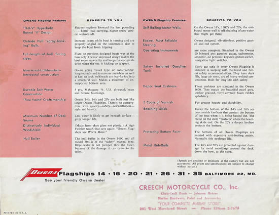 Owens 1956 Speedship Poster Brochure