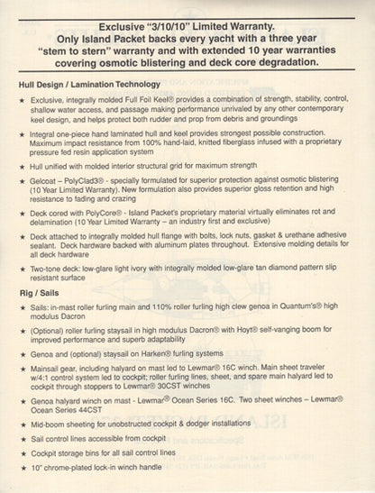 Island Packet 370 Specification Brochure