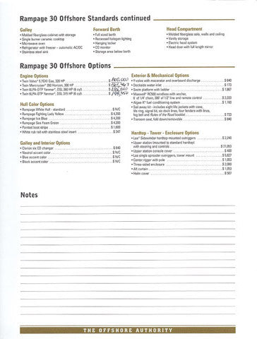 Rampage 30 Offshore Specification Brochure