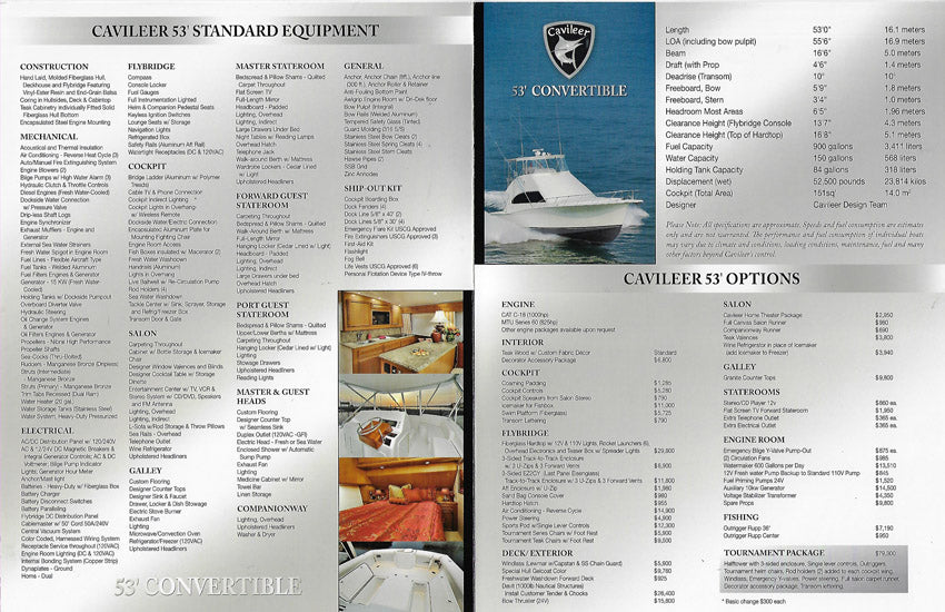 Cavileer 53 Specification Brochure
