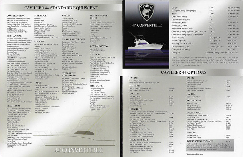 Cavileer 44 Specification Brochure