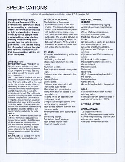 Beneteau 323 Specification Brochure