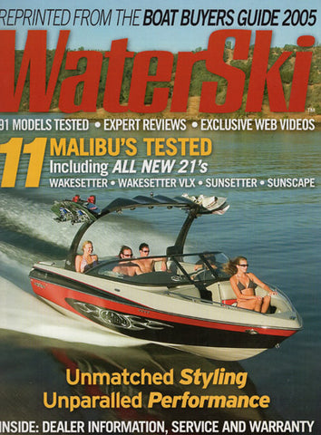 Malibu 2005 Waterski Boat Buyers Magazine Reprint Brochure