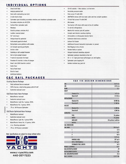 C&C 110 Specification Brochure - 2005