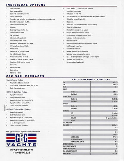 C&C 110 Specification Brochure - 2005