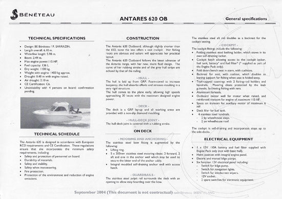 Beneteau Antares 6.20/6.50 OB & HB Brochure