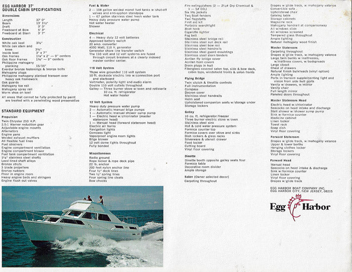 Egg Harbor 37 Double Cabin Brochure