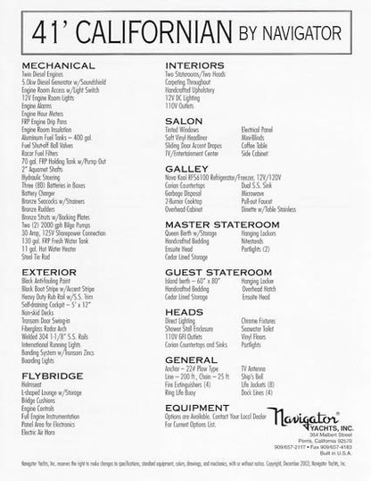Californian 41 Specification Brochure