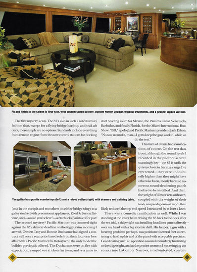 Pacific Mariner 85 Power & Motoryacht Magazine Reprint Brochure