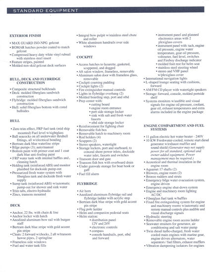 Bertram 390 Convertible Specification Brochure