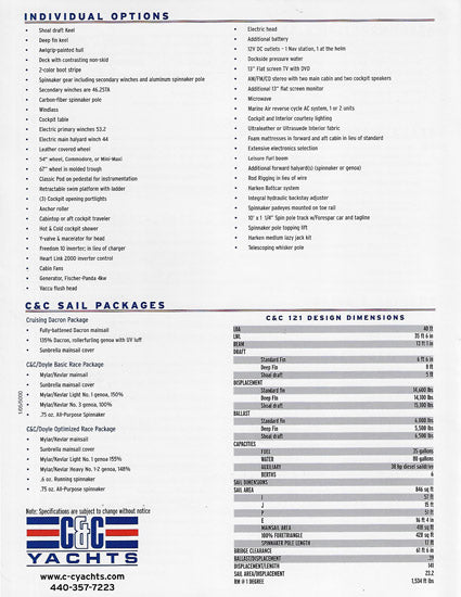 C&C 121 Specification Brochure - 2005