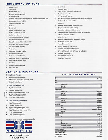 C&C 121 Specification Brochure - 2005