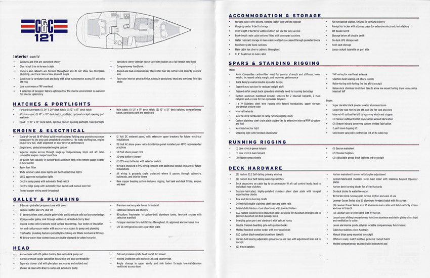 C&C 121 Specification Brochure - 2005