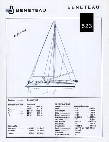 Beneteau 523 Specification Brochure