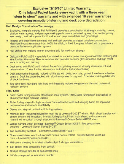 Island Packet 420 Specification Brochure