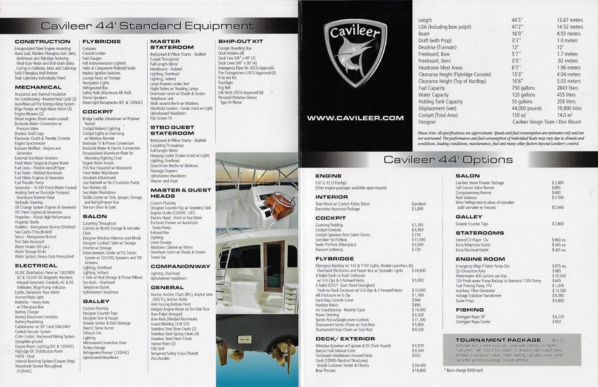 Cavileer 44 Specification Brochure