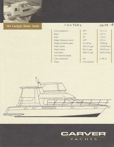 Carver 504 Cockpit Motoryacht Specification Brochure