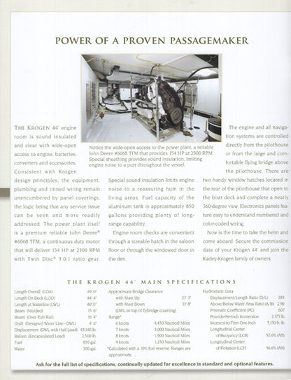 Krogen 44 Trawler Brochure