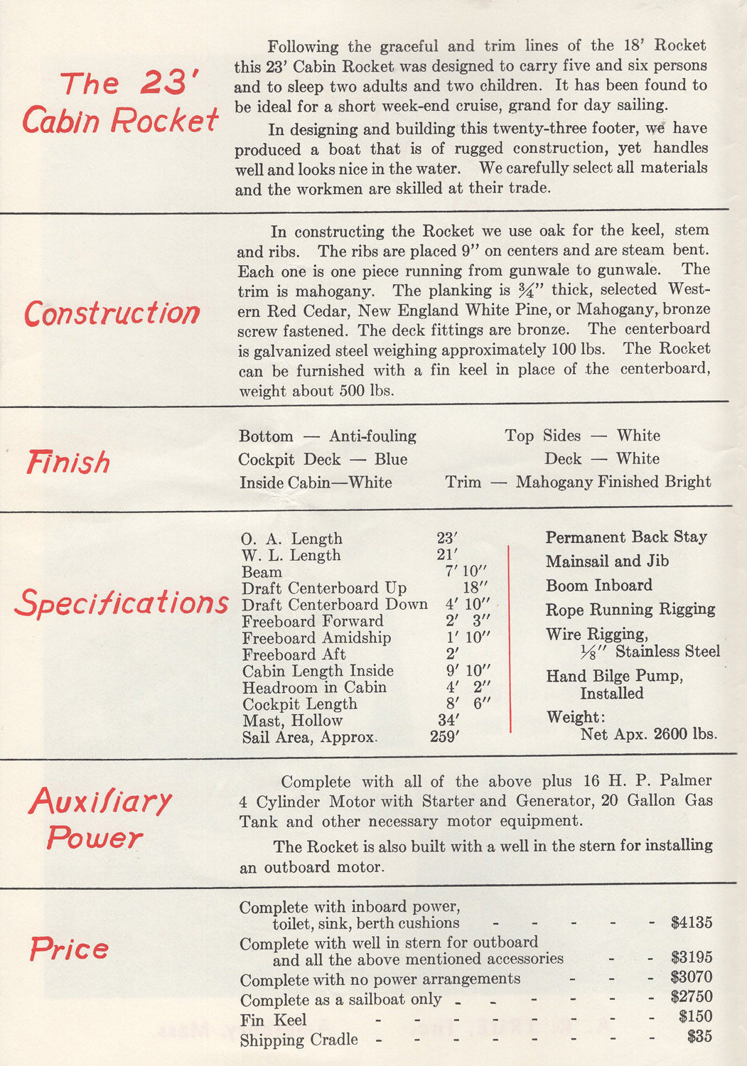 True Cabin Rocket 23 Brochure