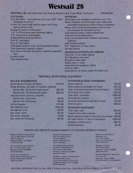 Westsail 28 Brochure