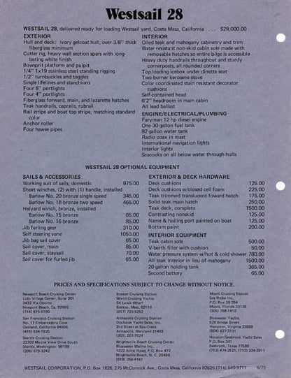 Westsail 28 Brochure