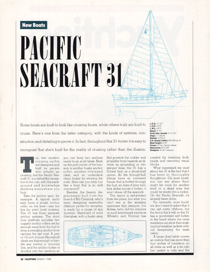 Pacific Seacraft 31 Yachting Magazine Reprint Brochure