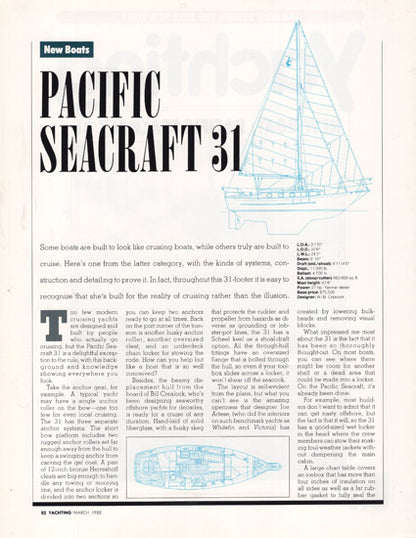 Pacific Seacraft 31 Yachting Magazine Reprint Brochure