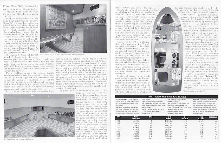 Mainship 430 Boat Test Magazine Reprint Brochure