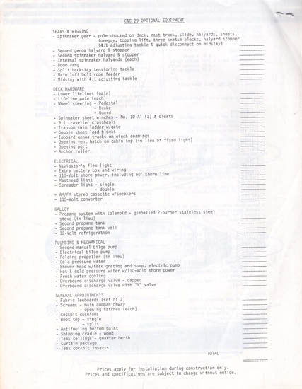 C&C 29 Mark II Brochure