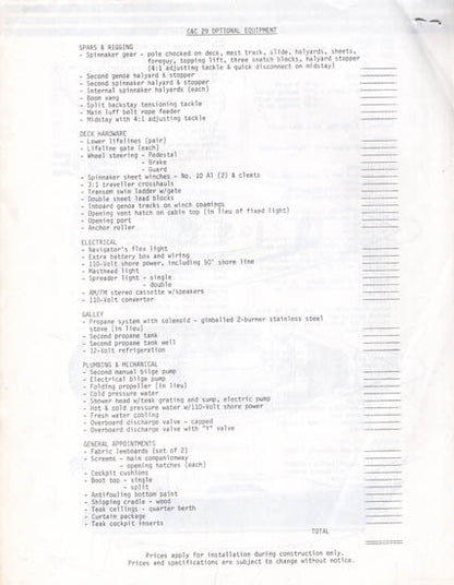 C&C 29 Mark II Brochure
