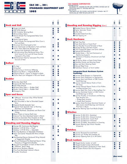 C&C 30 Specification & Line Drawing Package