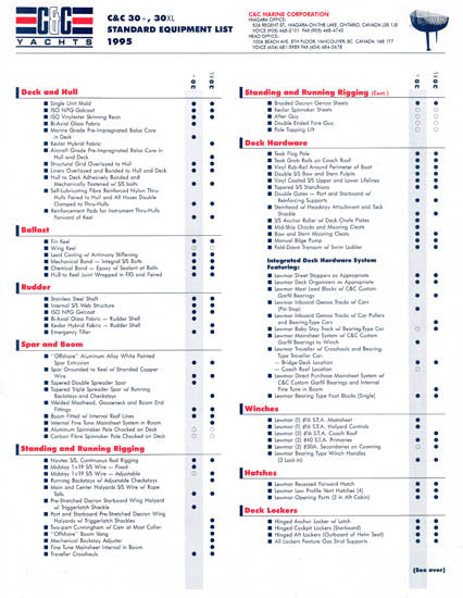 C&C 30 Specification & Line Drawing Package
