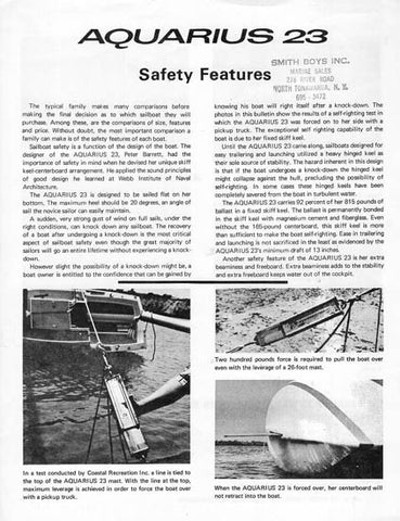 Aquarius 23 Safety Features Brochure