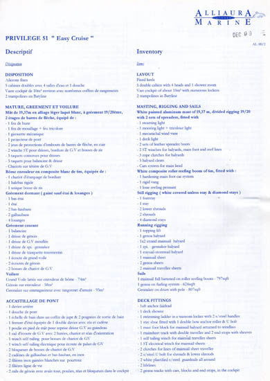 Privilege 51 Easy Cruise Specification Brochure