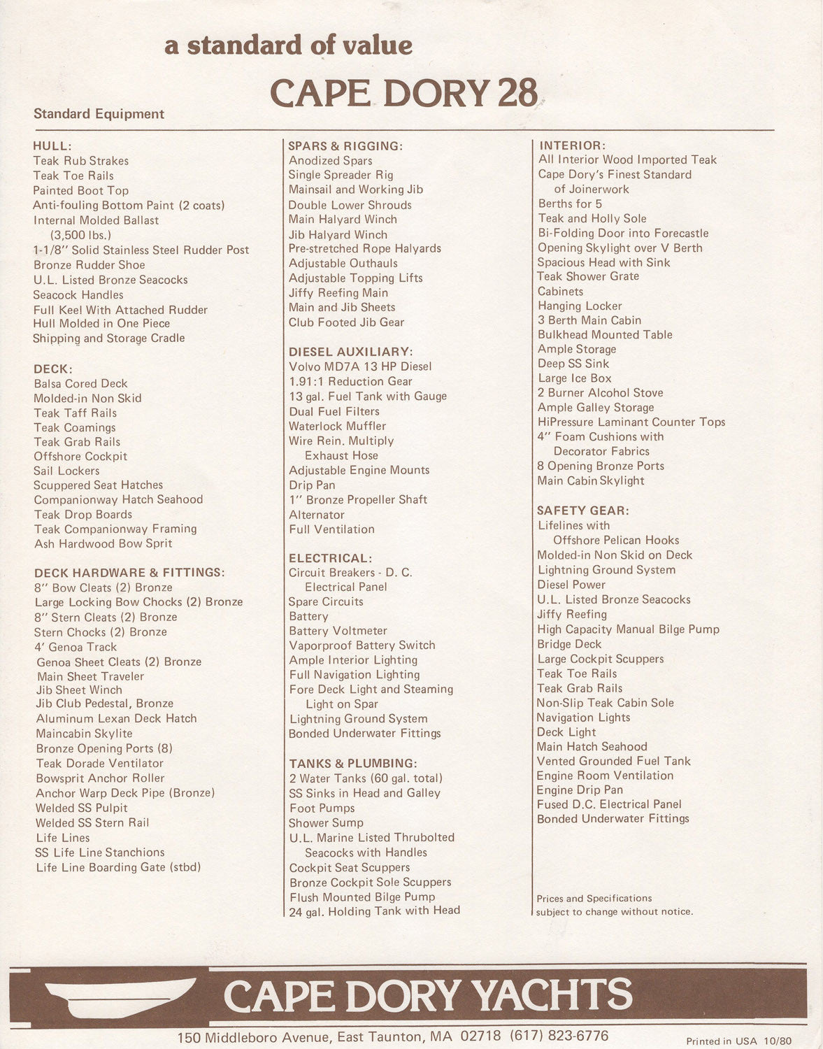 Cape Dory 28 Brochure