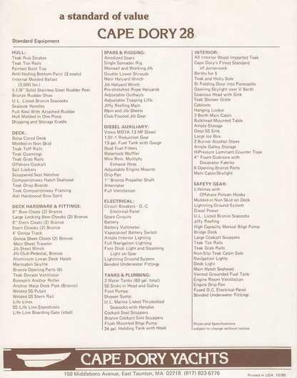 Cape Dory 28 Brochure