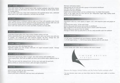 Dufour 365 Grand Large Specification Brochure