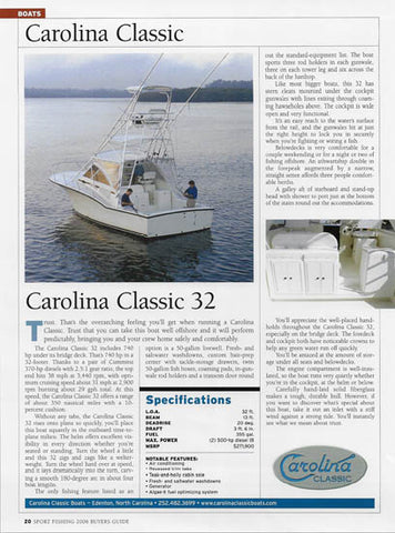Carolina Classic 32 Sport Fishing Buyers Guide 2006 Magazine Reprint Brochure