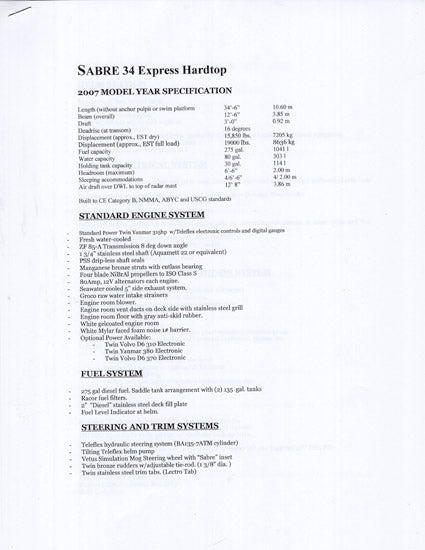 Sabreline 34 Express Hardtop Launch Brochure