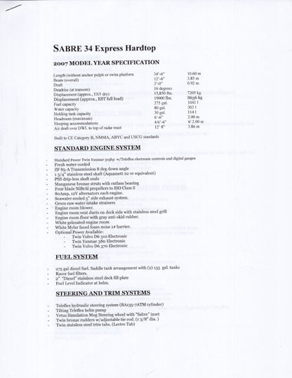 Sabreline 34 Express Hardtop Launch Brochure