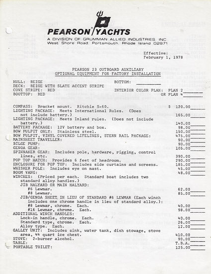 Pearson 23 Brochure