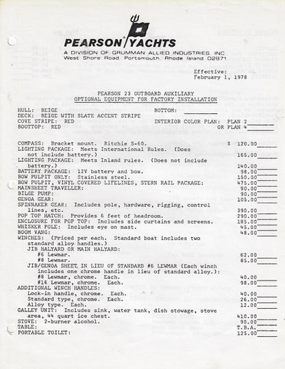 Pearson 23 Brochure