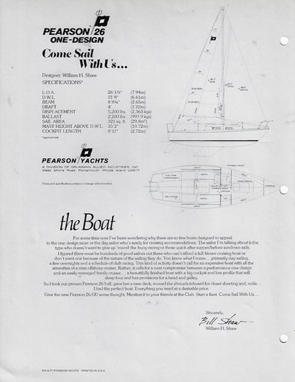 Pearson 26 One Design Brochure