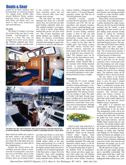 Hylas 54 Raised Salon Sailing Magazine Reprint Brochure